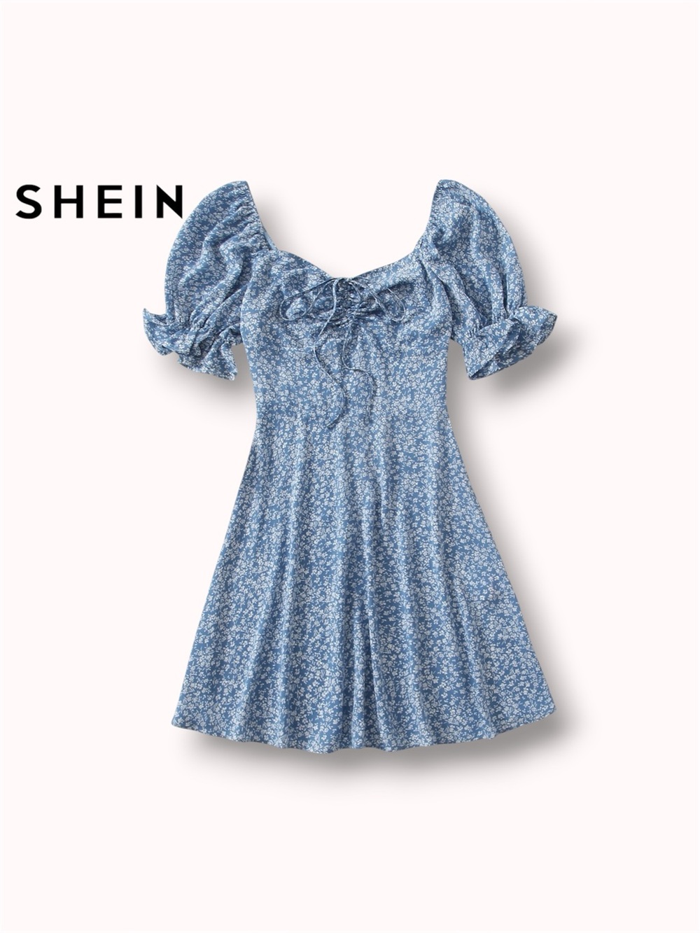 SHEIN Curve ditsy floral milkmaid dress
